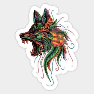 Wolf Ornate Backprint Sticker